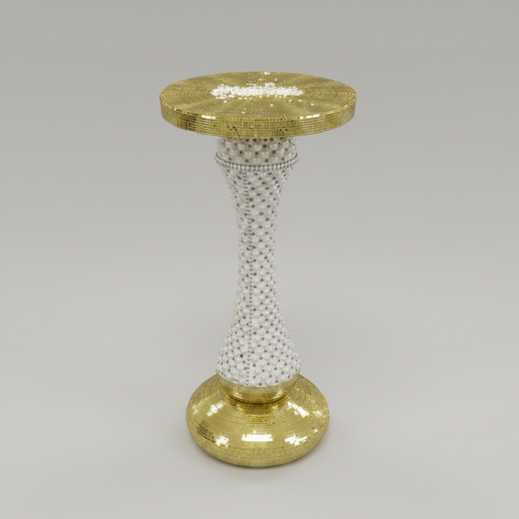 Pearl and Mirror Table Gold Tall