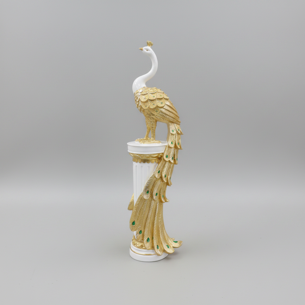 Peacock-White/Gold-70cm