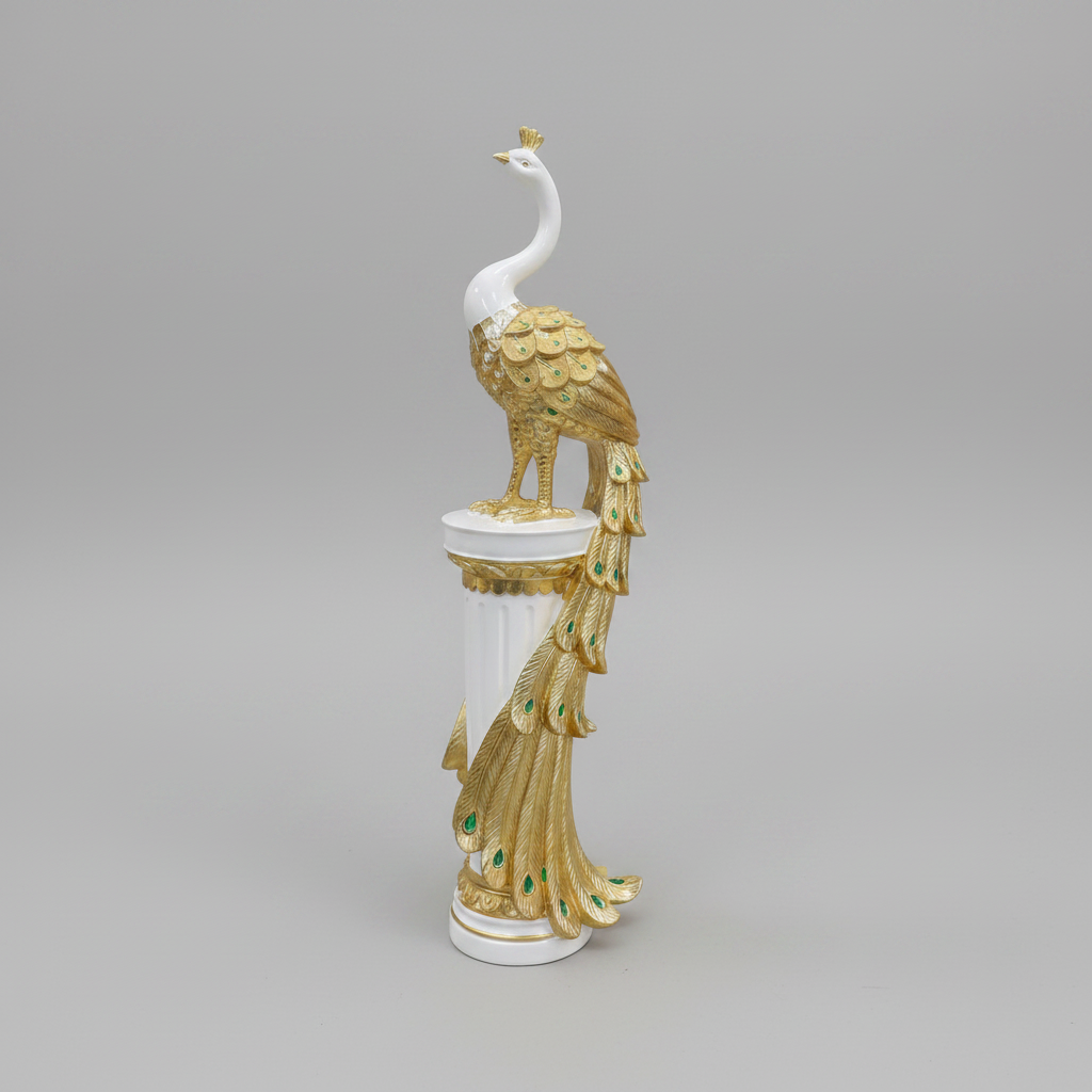 Peacock-White/Gold-50cm
