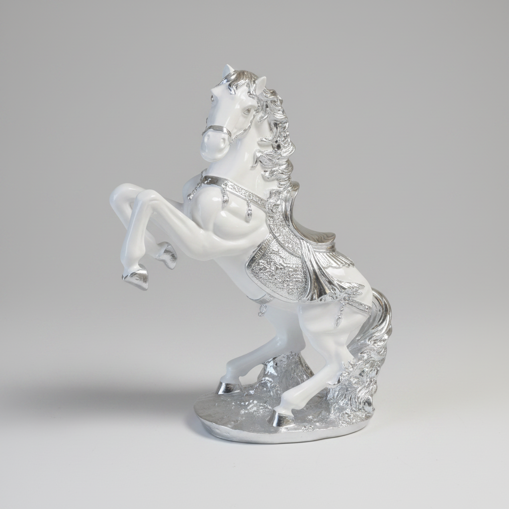 Standing Horse 32cm Silver