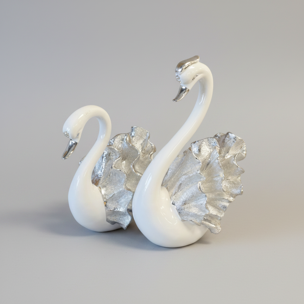 Large Swan Set Silver