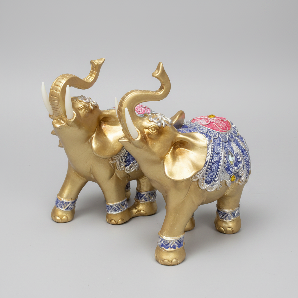 2 Elephant Set Gold