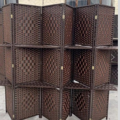 Room divider screen 6 panel 270cm X 180cm With Shelf Brown (SPY-013-6)