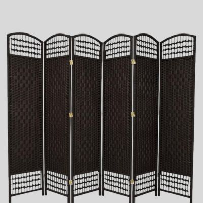 Room Divider Bamboo Woven 6 Panel Black 240cm X 170cm (SPY-015-6)