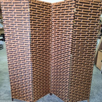 Room Divider Bamboo Woven 4 Panel Brown & Beige Check