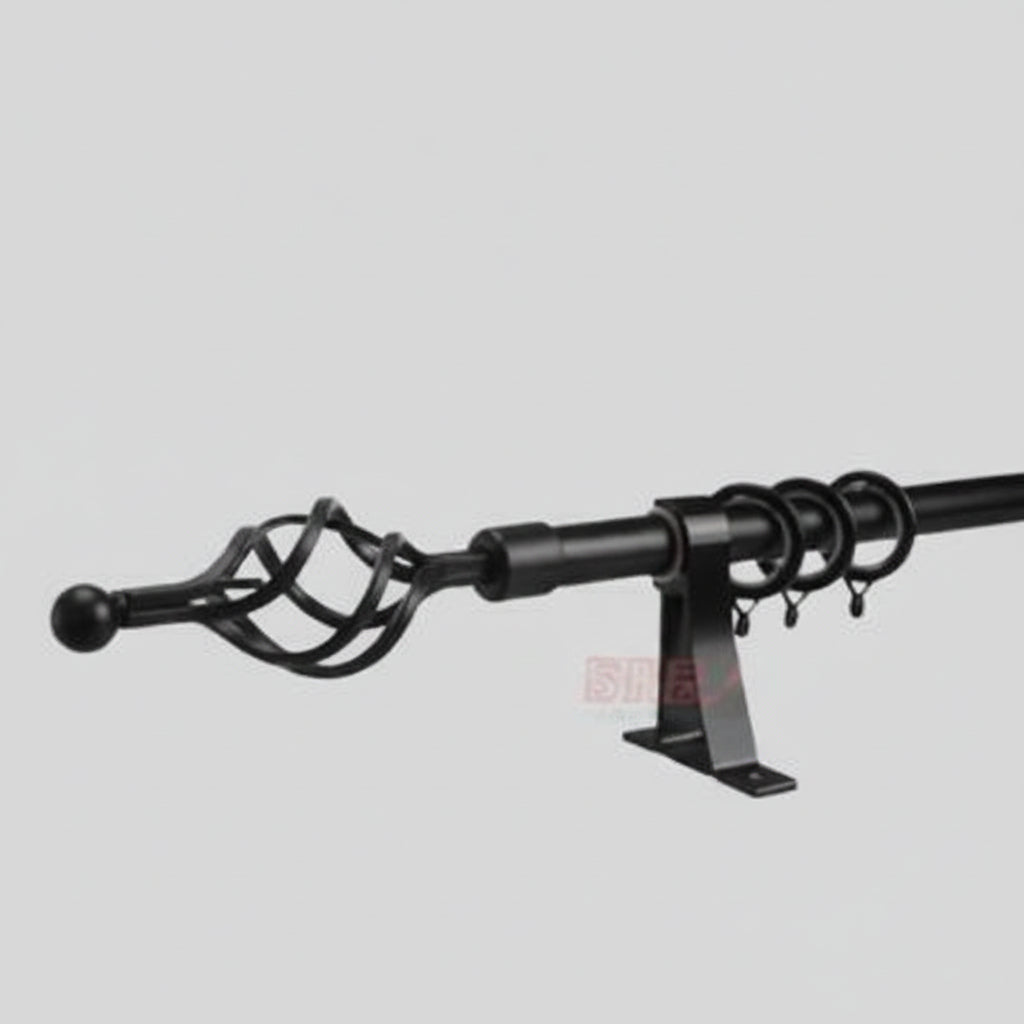 Curtain Rod Black Adjustable 300cm