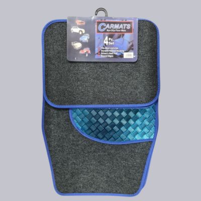 Car Mat Blue Black 4 Piece Set