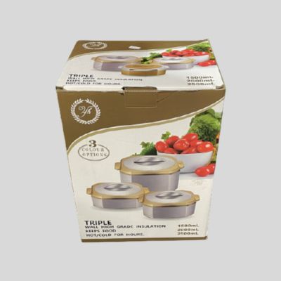 3pc Casserole Set Square Silver