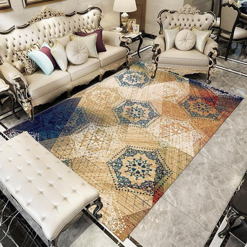 Yellow Blue Art Design Rug Type 7