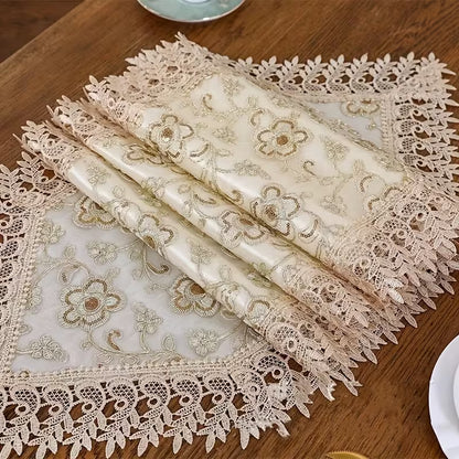 Rectangular Embroidered Lace Table Runner