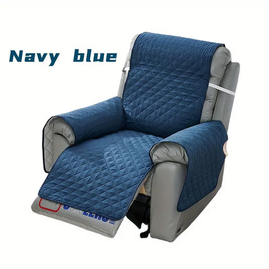 1pc Navy Blue Quilted Recliner Chair Cover