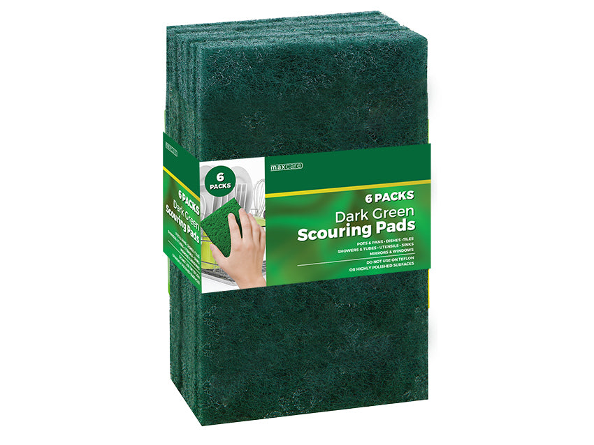 Maxcare Green Scouring Pads, 6’s – 040217