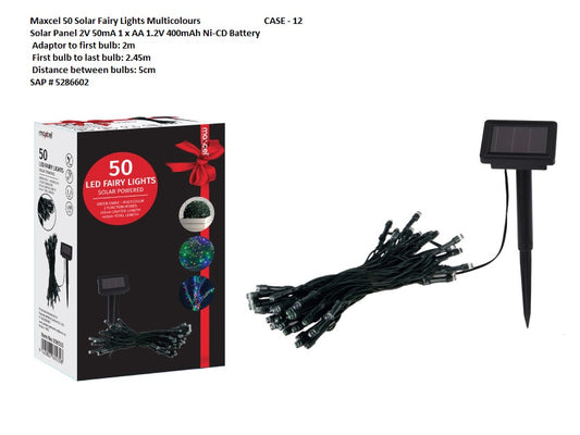 Maxcel 50 Solar Fairy Lights Multicolours SAP 5286602 – 050535