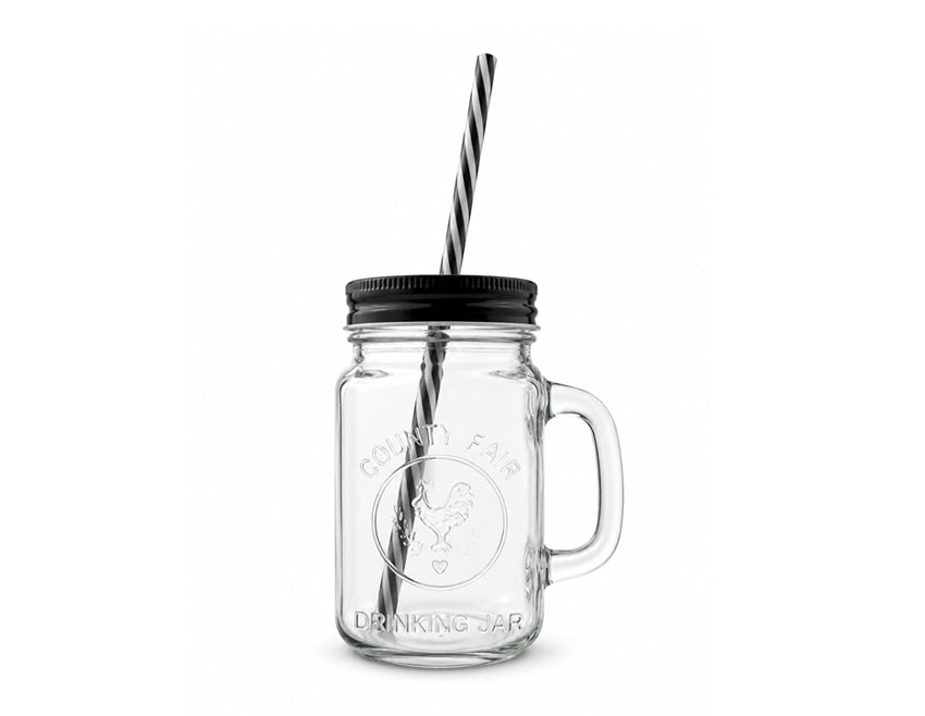 Max Brand Glass Drinking Jar with Straw 500ml – 070221