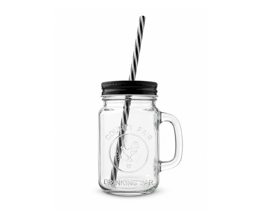 Max Brand Glass Drinking Jar with Straw 500ml – 070221
