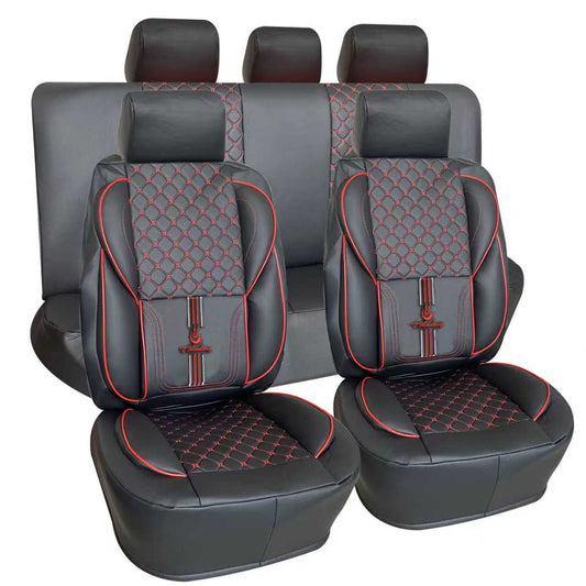 Leather Car Seat Covers BLACK & RED STRIP