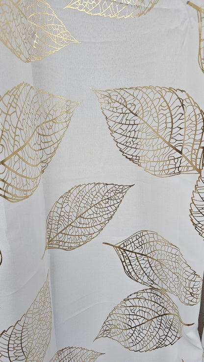 Designer Curtain White with Golden Print