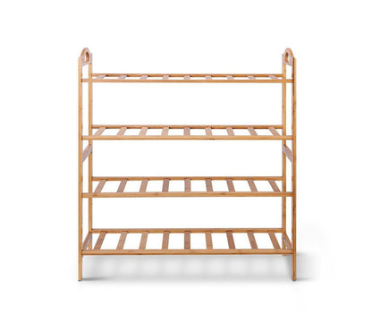 Bamboo 4 Tier Shoes Organizer Rack Tower Shelve Space Saving Storage Free Standing