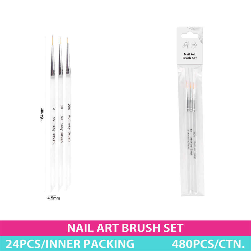 NAIL ART BRUSHES 16.5CM 3PCS