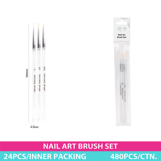 NAIL ART BRUSHES 16.5CM 3PCS