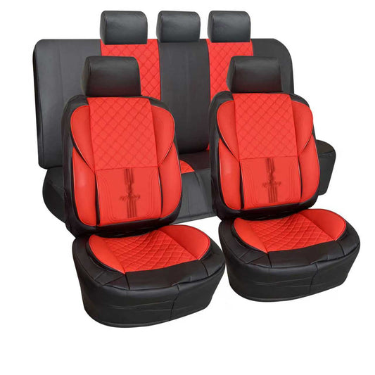Leather Car Seat Covers Red & Black