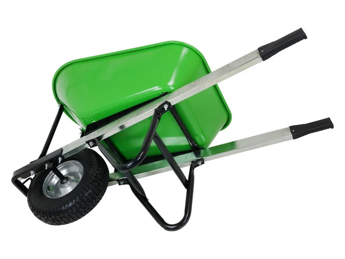 110L Wheelbarrow with Heavy Duty Green Metal Tray - 200kg Load