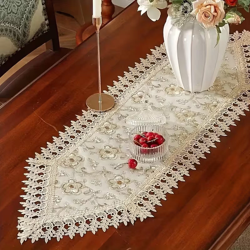 Rectangular Embroidered Lace Table Runner