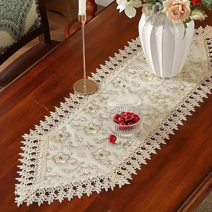 Rectangular Embroidered Lace Table Runner