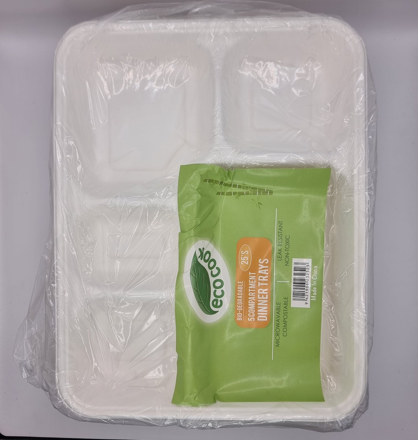 Biodegradable Eco 5 Compartment Dinner Tray 25pcs