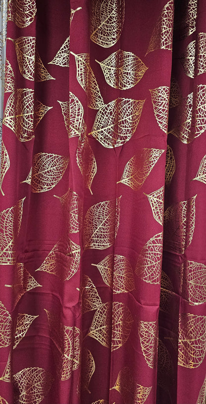 Designer Curtain Maroon with Golden Print