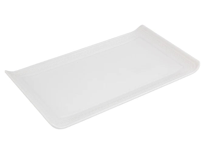 Melamine Plate Rectangle Platter with Curved Edges White 40cm / 16"