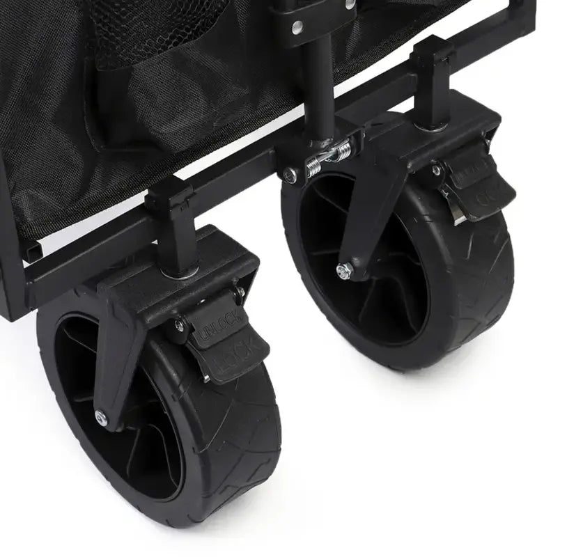 Foldable Utility Wagon Cart - All-Terrain with Adjustable Handle (Black)