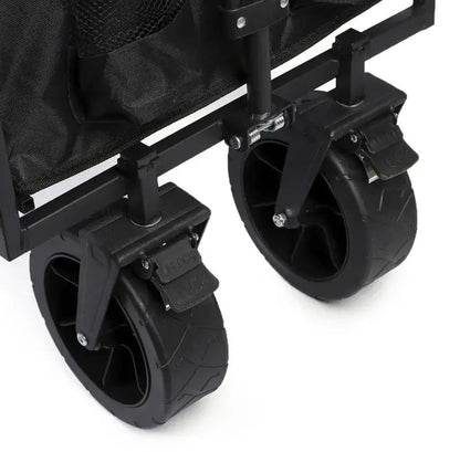 Foldable Utility Wagon Cart - All-Terrain with Adjustable Handle (Black)