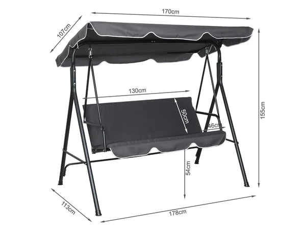 Outdoor Patio Garden 3 Seater Swing Seat