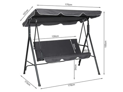 Outdoor Patio Garden 3 Seater Swing Seat