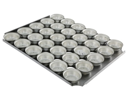 18" Pie Baking Tray - 30x Round 7cm x 2cm Deep Mini Savoury Pies SS Self Cutting)