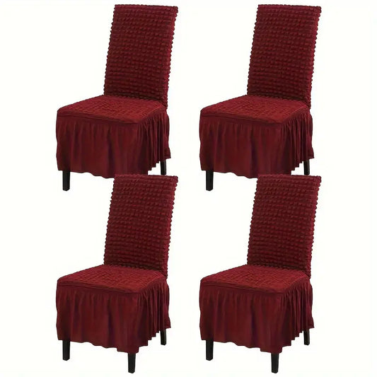 Dining Chair Cover With Frill 2pcs - Maroon