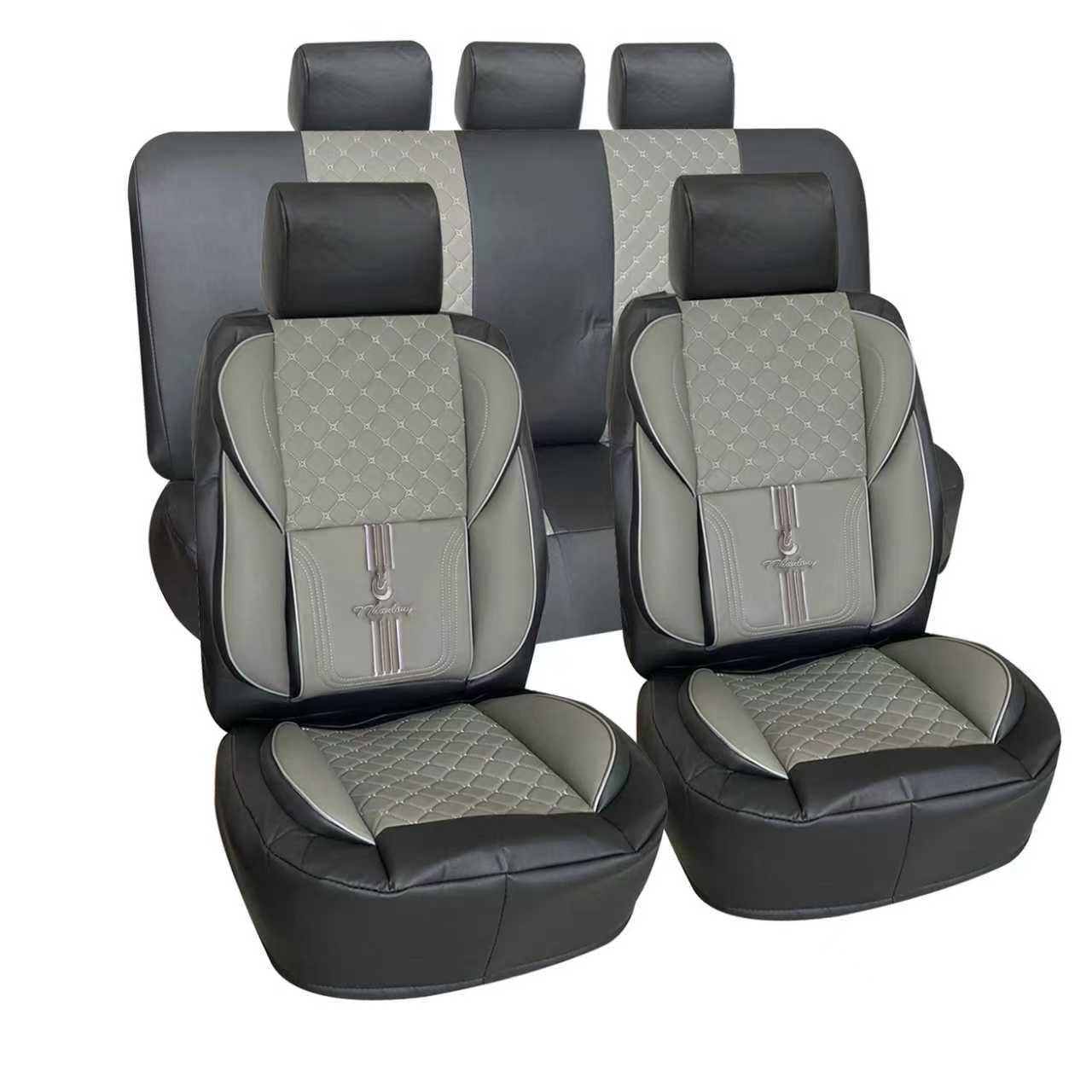 Leather Car Seat Covers GRAY AND BLACK