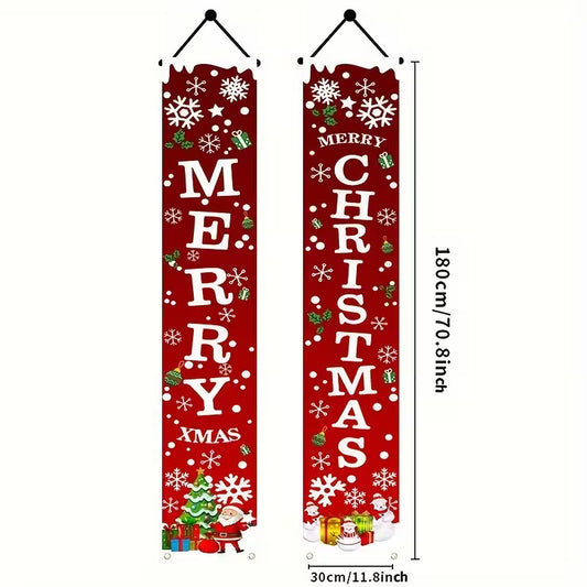 1 Pair Merry Christmas Polyester Banners