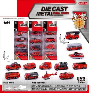 DIE CAST METAL FIRE TRUCKS 4PCS