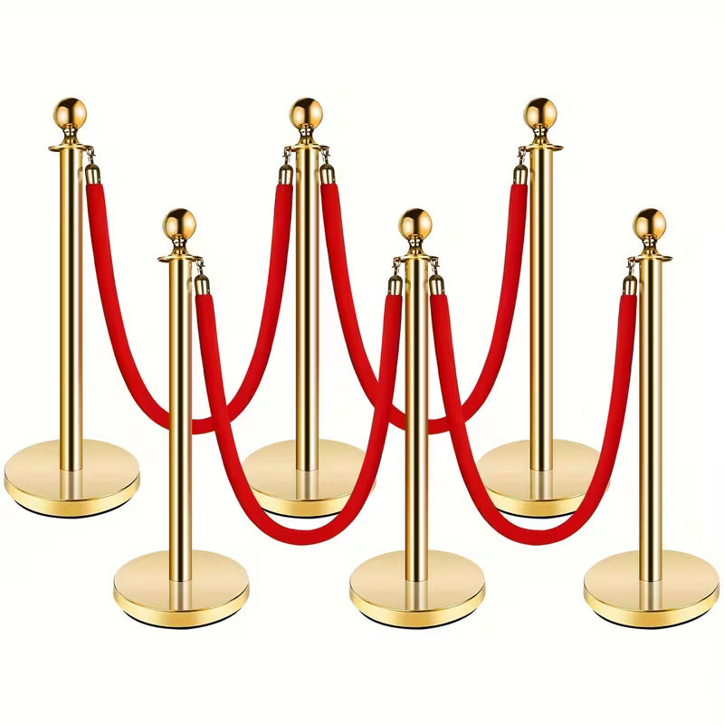 Golden Welcome Pillars,  Matched with Red Velvet Ropes