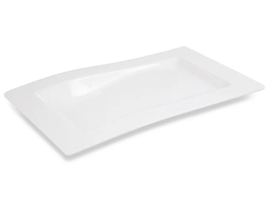 Large Rectangle Melamine Platter White - Wavy 57cm / 22.5"