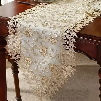 Rectangular Embroidered Lace Table Runner