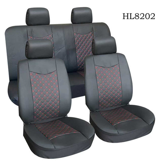 PU Car Seat Covers BLACK & RED STRIP