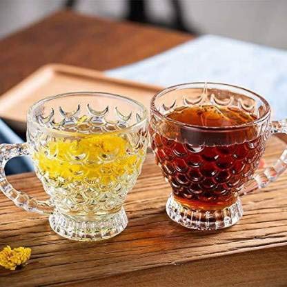 Glass Crystal Clear Bubble Glass Tea & Coffee Cup with Saucer