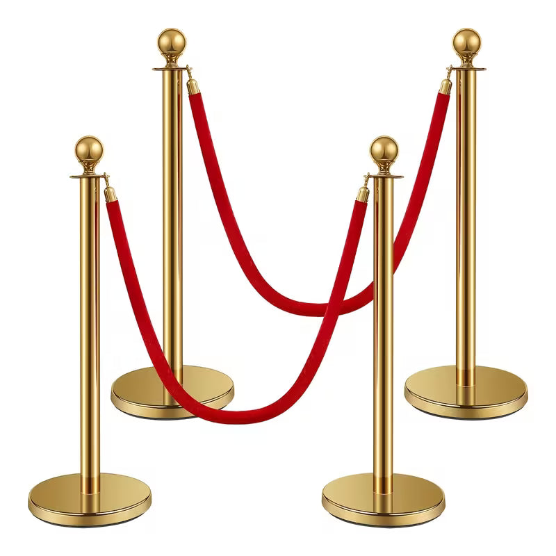 Golden Welcome Pillars,  Matched with Red Velvet Ropes