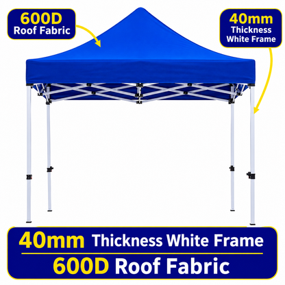 Gazebo 2.5M x 2.5M Heavy Duty White Frame 40mm