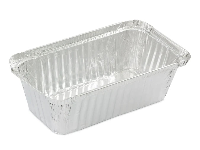 50 Medium Oblong Foil Tray Containers with Lids - 840ml - 19cm x 11cm x 5.5cm