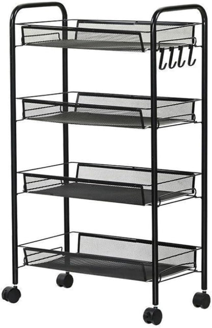 Mesh Wire Storage Cart with Castors 4 Tier