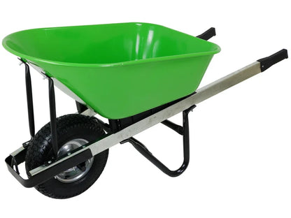 110L Wheelbarrow with Heavy Duty Green Metal Tray - 200kg Load